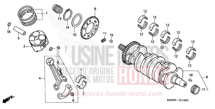 CRANKSHAFT/PISTON for CBR600F VR Special PEARL FLASH YELLOW (Y163B) from 2002